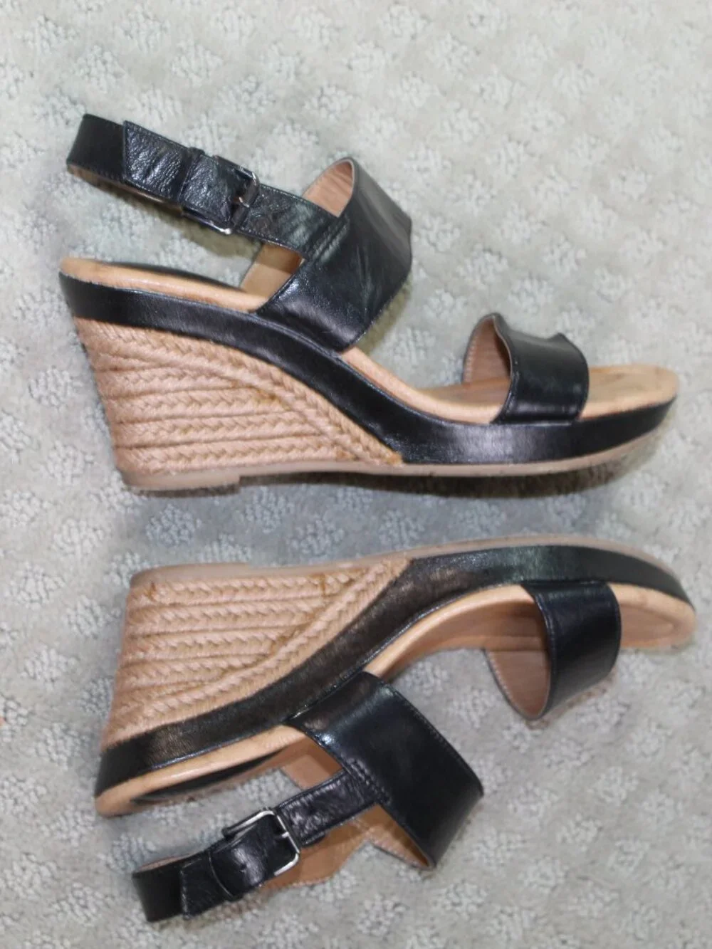 Montana Size 8 M Artisan Crafted 4306101 Women's Black Leather Wedge Sandal